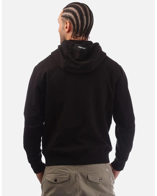 C P Company Black Diagonal Raised Fleece Lens Hoodie for men