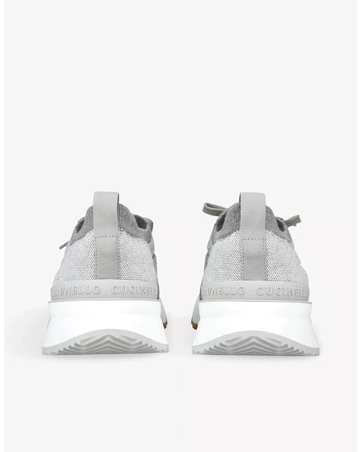 Brunello Cucinelli White Knitted Sneakers for men