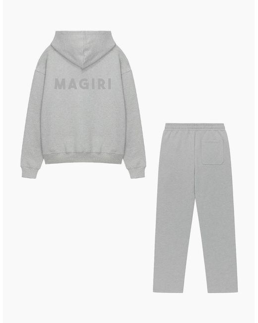 Magrit White Core Puff Printed Logo Hoodie & Joggers Tracksuit for men
