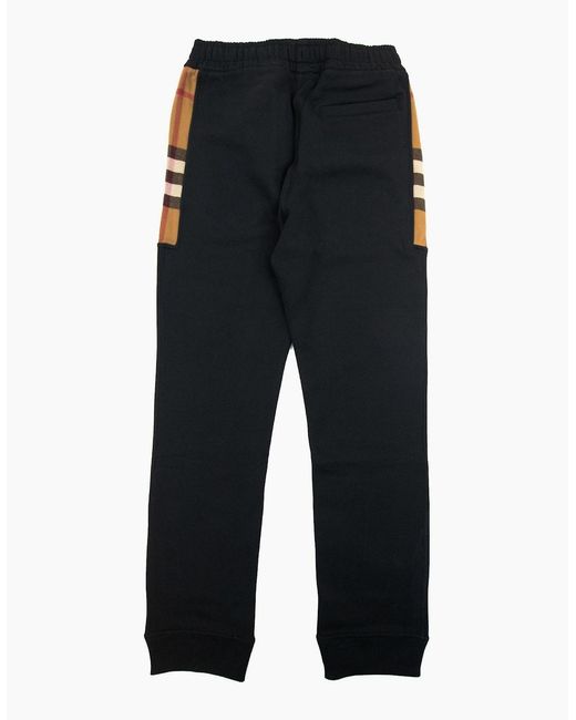 Burberry Blue Check Panel Cotton Jogging Pants for men