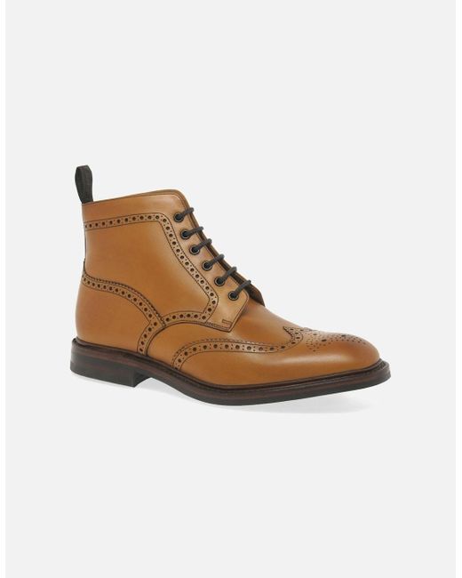 Loake White Burford Dainite Formal Lace Up Boots for men
