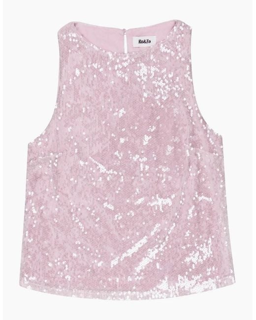 Ro&zo Pink Sequin Shell Top