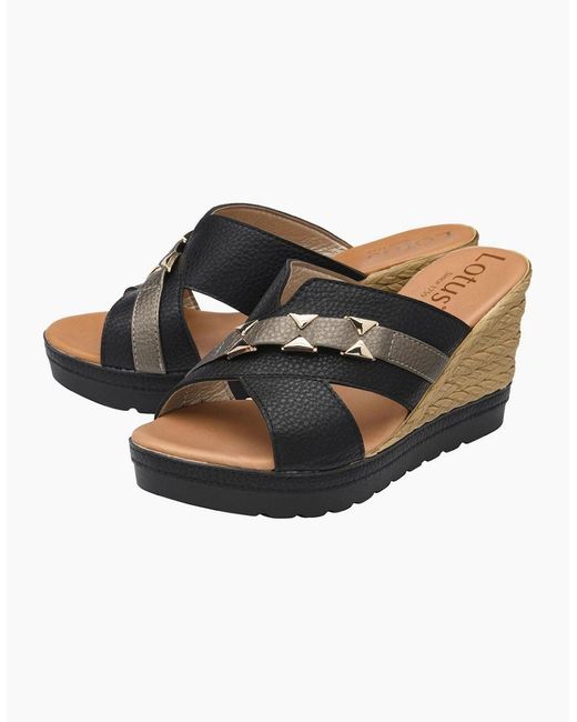 Lotus Brown Barracuda Wedge Sandals