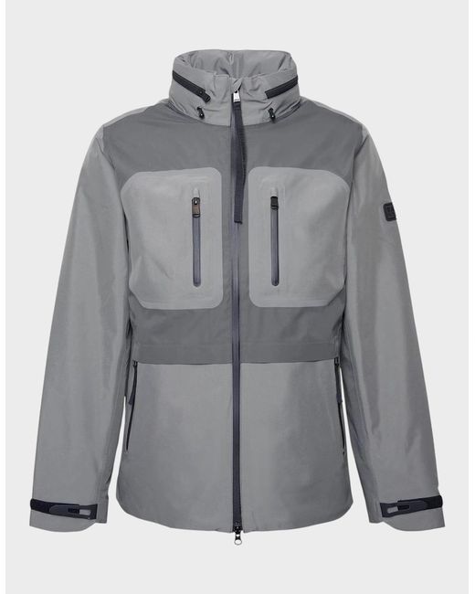 Barbour Gray Chevin Waterproof Concealed Hood Rain Anorak for men