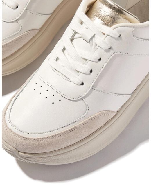 Fitflop White F-Mode Leather Trainers Urban/Platino
