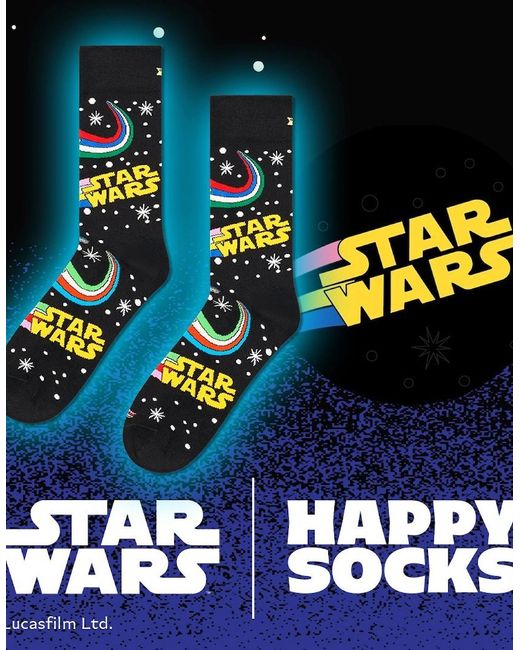 Happy Socks Black Star Wars Title Socks
