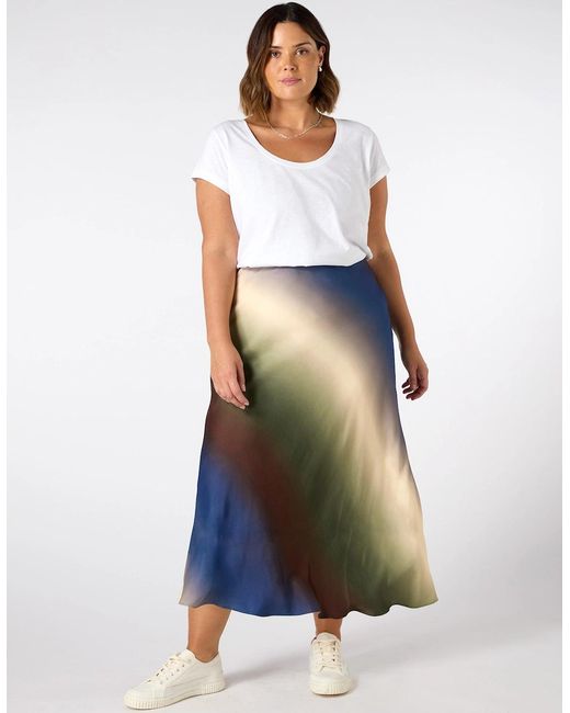 Live Unlimited London Green Print Midi Skirt