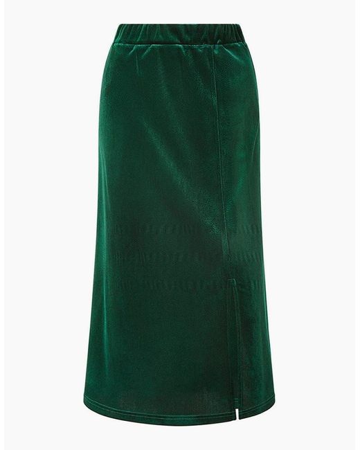 Yumi' Green Velvet Midi Pencil Skirt