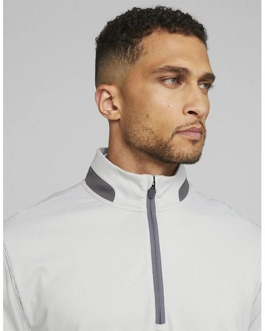 PUMA White Lightweight Quarter Zip Jumper for men
