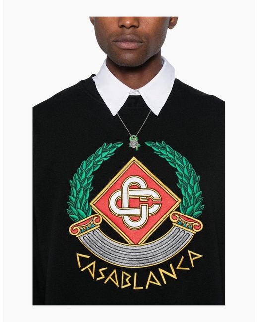 Casablanca Black Embroidered Casa Crest Sweatshirt for men