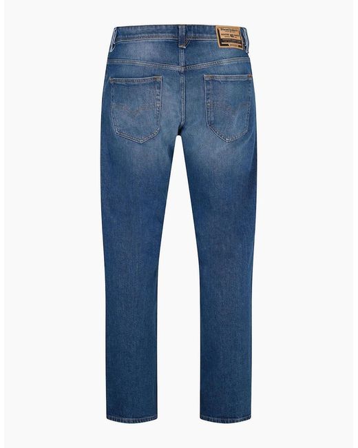 DIESEL Blue Five Pocket Design Straight Leg Jeans for men