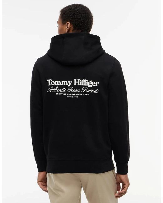 Tommy Hilfiger Black Nautical Back Graphic Hoody Bds for men