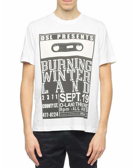 DIESEL White T Joe Qj T Shirts Short Sleeve Crew Neck Summer Regular Cotton Tee for men