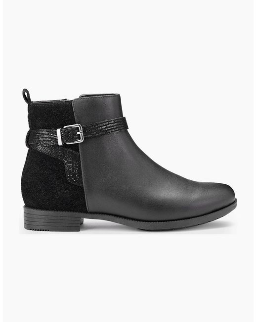 Hotter Black Haydock Wide Fit Ankle Boots
