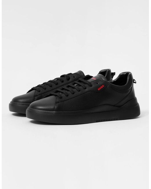 Boss Black Hugo Blake Tenn Leather Trainers With Branded Quarter for men