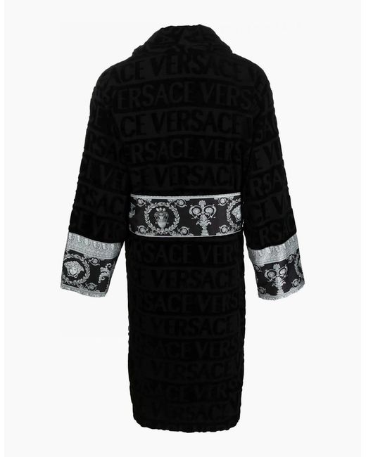 Versace Black Cotton Bathrobe for men