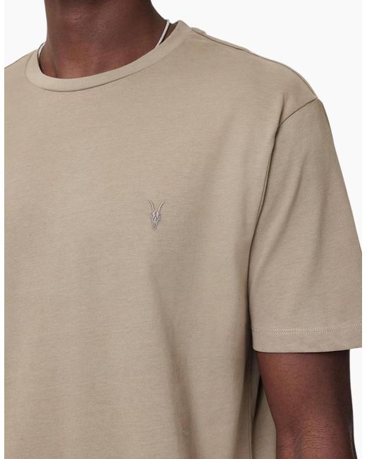 AllSaints Natural T Shirts Lycra Stretch Cotton Crew Neck Short Sleeve Summer Tee for men