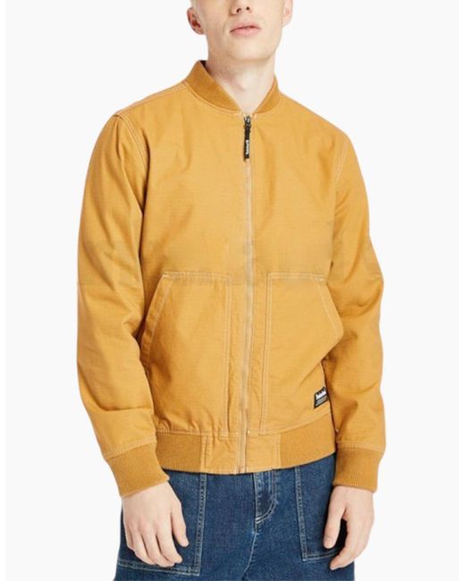Timberland Yellow Bomber Jackets Regular Fit Full Zip Travel Workwear Coat S-Xl for men