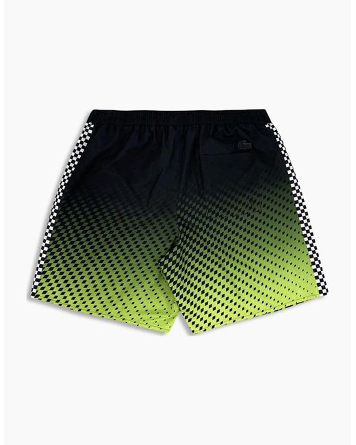 Lacoste Green Checkerboard Two Tone Ombré Print Swim Shorts for men