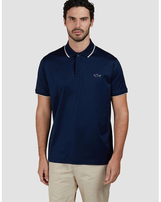 Paul & Shark Blue Double Mercerised Jersey Cotton Polo Shirt for men