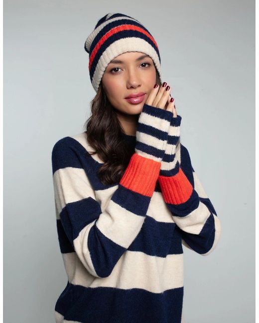Nooki Design Blue Farah Knitted Stripe Beanie