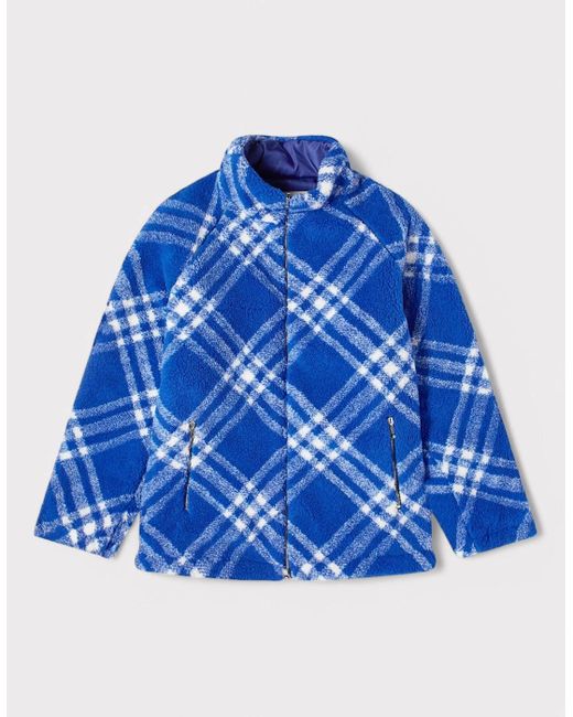Burberry Blue Tartan Fleece Jacket Knight Checked for men