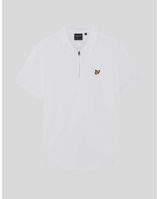 Lyle & Scott White 1/4 Zip Short Sleeve Polo Shirt for men