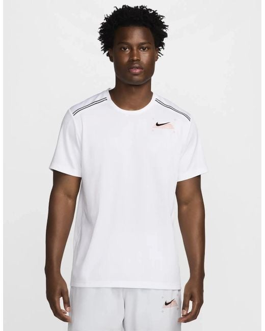 Nike White Miler Graphic T-Shirt for men