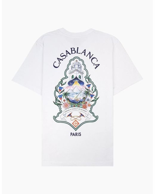 Casablanca White Hotel Emblem Short Sleeve T-Shirt for men