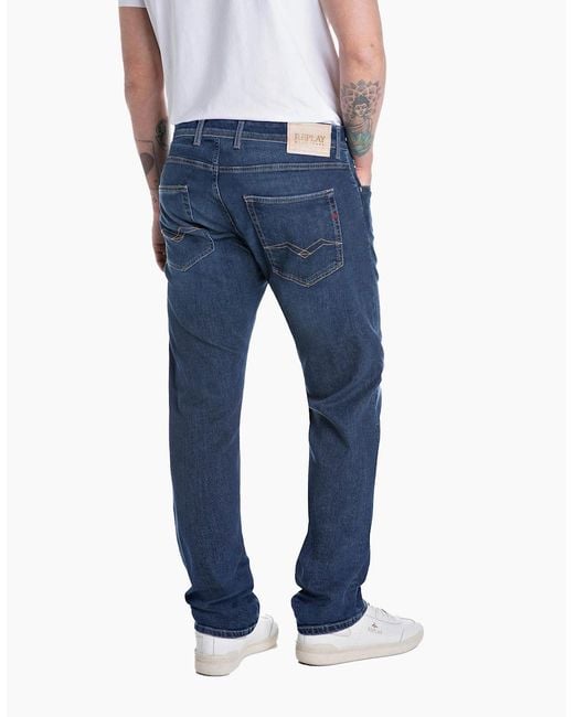 Replay Blue 573 Eco Plus Grover Straight Fit Jean 007 Dark for men
