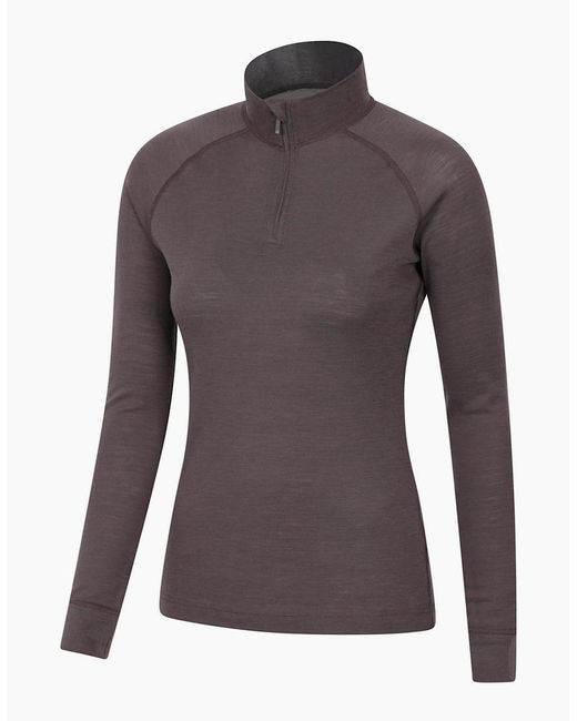 Mountain Warehouse Purple Ladies Merino Wool Zip Neck Thermal Top