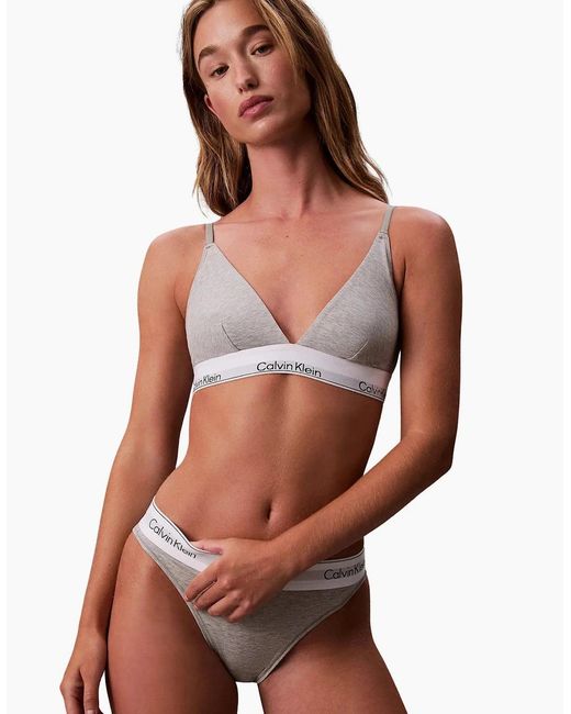 Calvin Klein Brown Icon Cotton Modal Unlined Triangle Bra, Heather