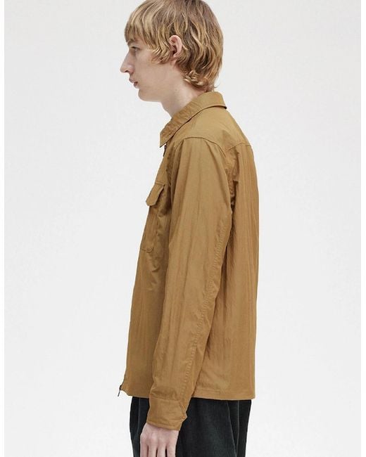 Fred Perry Natural Lightweight Zip-Through Overshirt for men