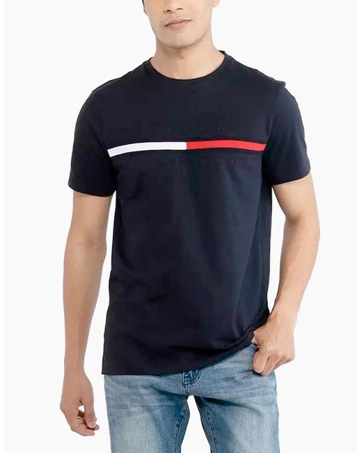 Tommy Hilfiger Blue T Shirts Short Sleeve Summer Crew Neck Top Casual Cotton Tee