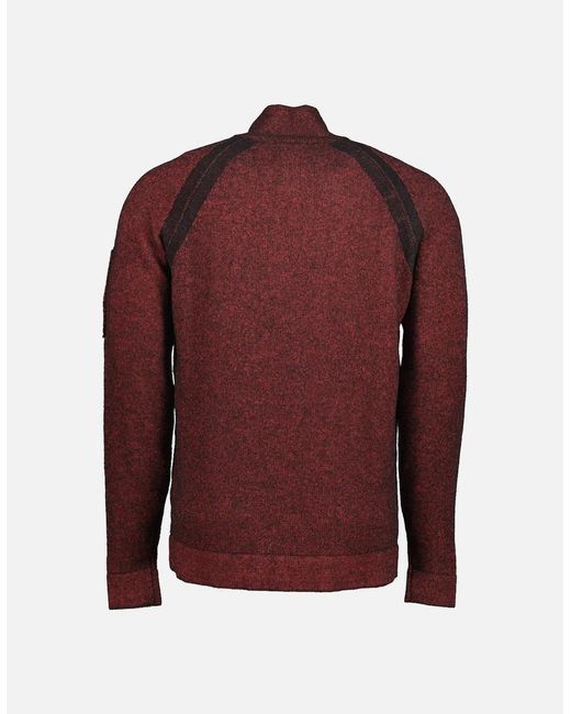 C P Company Red Knitted Lens Zip Cardigan for men