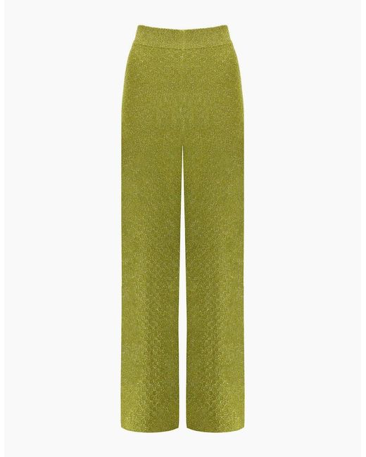 Ro&zo Metallic Sheer Lurex Knit Flared Trousers
