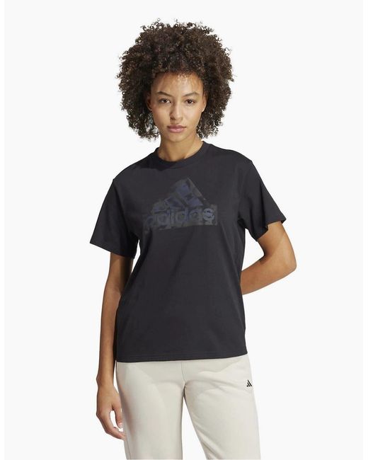 Adidas Black Logo Print Crew Neck Short Sleeve Jersey T-Shirt