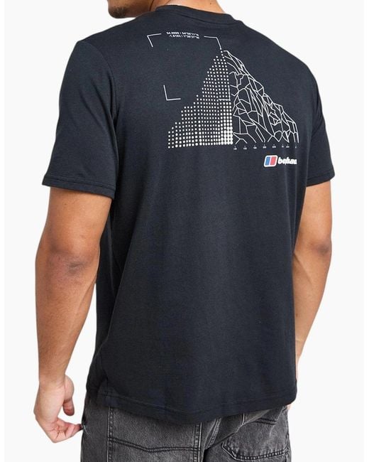 Berghaus Black T Shirts Mountain Coordinates Crew Neck Short Sleeve Cotton Tee for men