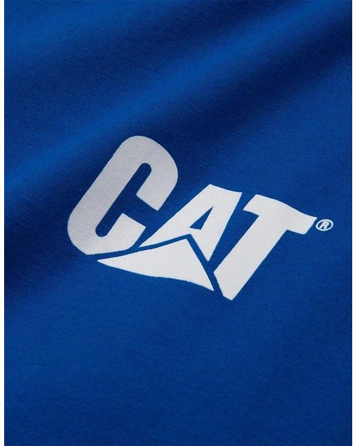 Caterpillar Blue Trademark Banner Long Sleeve T-Shirt Memphis for men