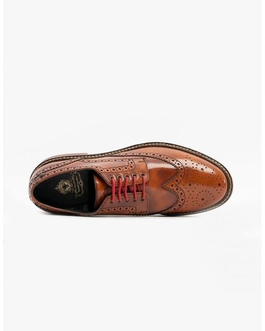 Base London Brown London Woburn Polished Leather Brogue Shoes Tan for men