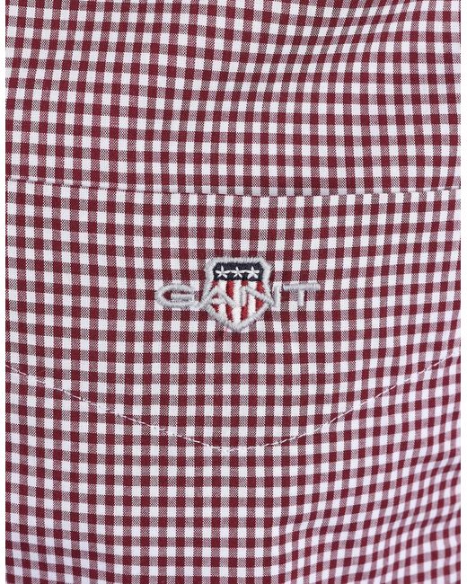 Gant Purple Reg Classic Poplin Gingham Shirt Deep Grape Wine for men