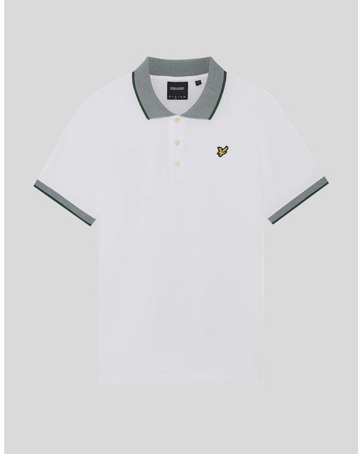 Lyle & Scott White Birdseye Collar Polo Shirt for men
