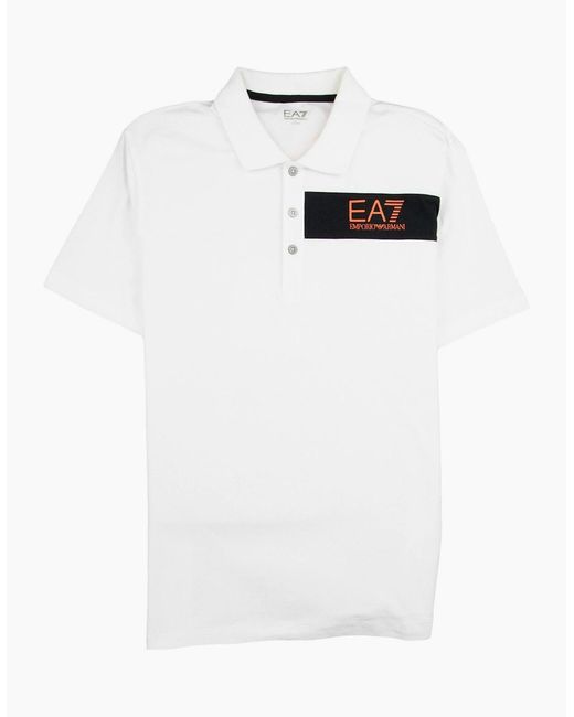 EA7 White Chest Stripe 7 Logo Polo Shirt for men