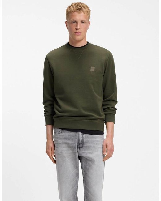 Boss Gray Boss Westart Crew Neck Sweatshirt With Logo Patch for men
