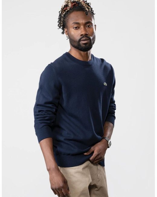 Lacoste Blue Organic Cotton Crew Neck Sweater for men
