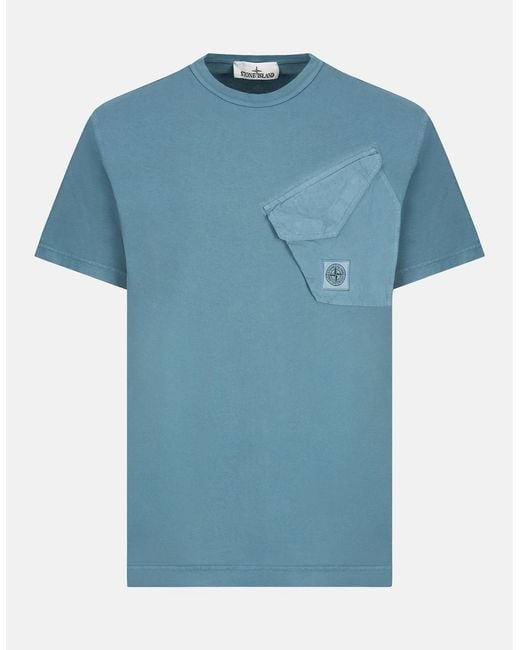 Stone Island Blue Slant Pocket 2100008 T Shirt for men