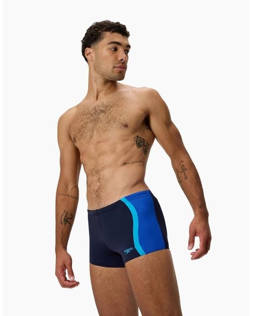 Speedo Blue Splice Solid Swim Shorts for men