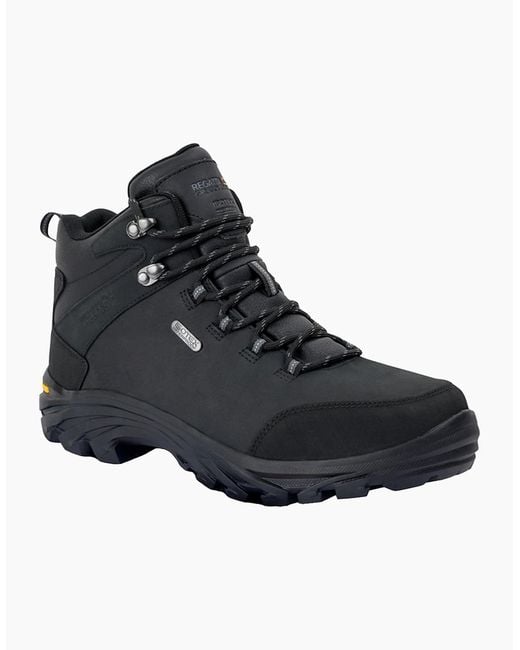 Regatta Black Great Outdoors Burrell Leather Hiking Boots for men