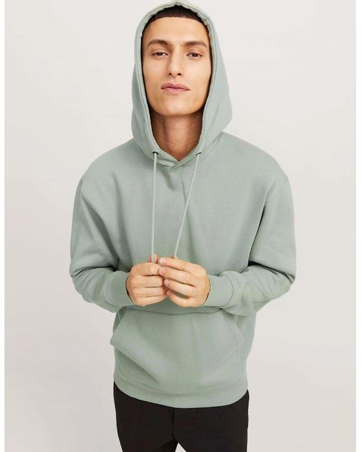 Jack & Jones Green Regular Fit Hooded Neck Kangaroo Pocket Sweatshirt for men