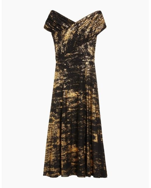 Ted Baker Black Serinha Bardot Foil Printed Midi Dress